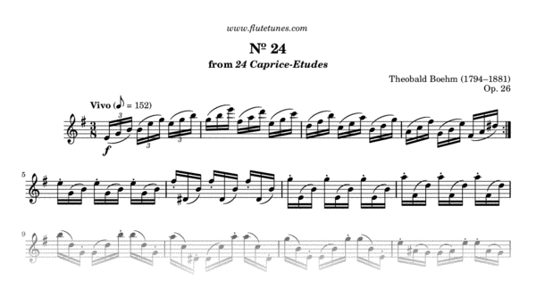 Study No 24 In E Minor From 24 Caprice Etudes T Boehm Free Flute Sheet Music Flutetunes Com