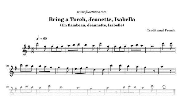 Bring A Torch Jeanette Isabella Trad French Free Flute Sheet Music Flutetunes Com