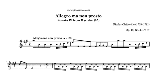 Allegro Ma Non Presto From Il Pastor Fido Sonata No N Ch Deville