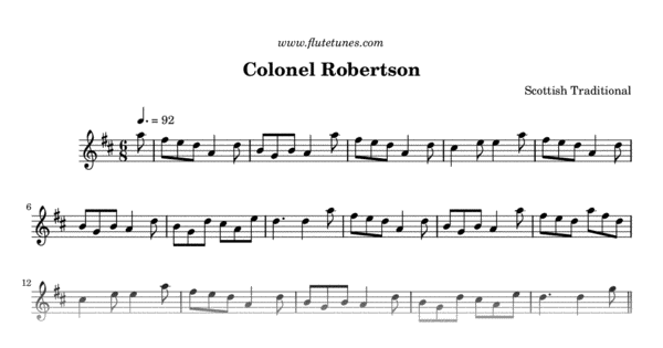 Colonel McBain's Reel (Trad. Scottish) - Free Flute Sheet Music