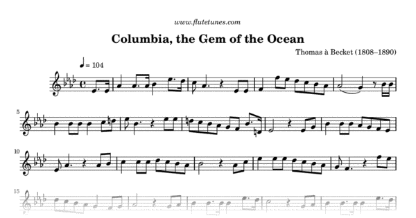 Columbia, the Gem of the Ocean (T. à Becket) - Free Flute ...