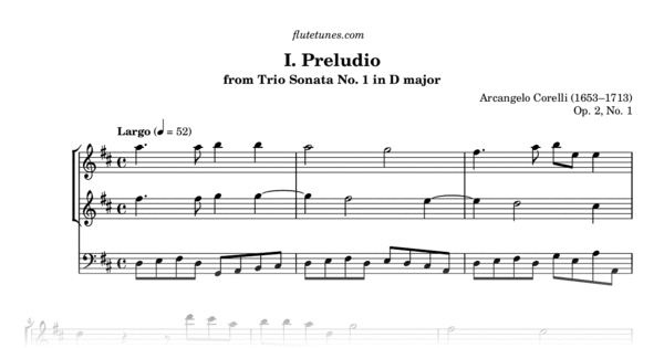 Preludio From Trio Sonata No. 1 In D Major (A. Corelli) - Free Flute ...