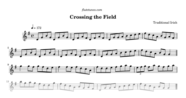 Crossing the Field (Trad. Irish) - Free Flute Sheet Music | flutetunes.com