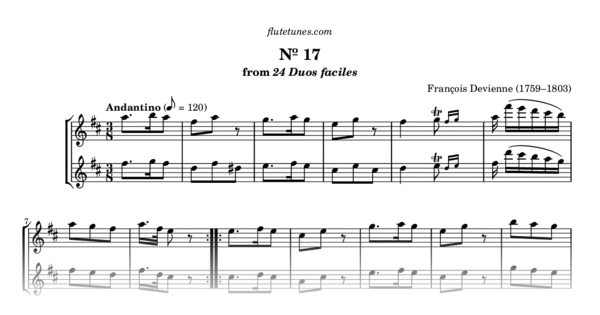 Duet No 17 In D Major From 24 Duos Faciles F Devienne Free Flute Sheet Music 