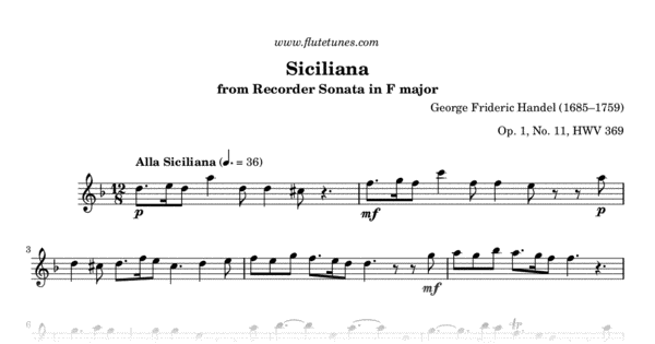 Siciliana by G. F. Handel Arranged for Classical Guitar Duet by