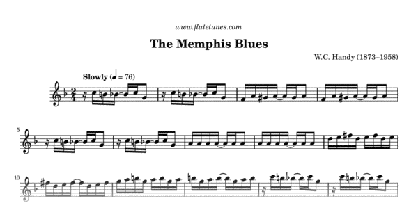 blues memphis handy sheet flute flutetunes
