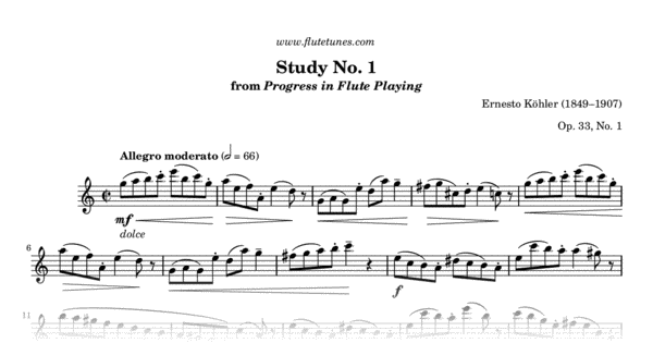 Study No 1 In C Major From Progress In Flute Playing Book 1 E Kohler Free Flute Sheet Music Flutetunes Com