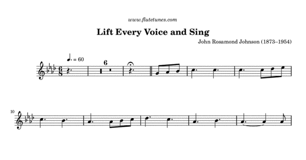 Lift Every Voice And Sing (J.R. Johnson) - Free Flute Sheet Music ...