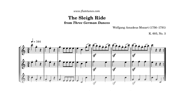 Sleigh ride sheet music flute