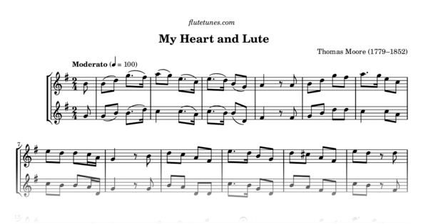 My Heart And Lute T Moore Free Flute Sheet Music Flutetunes Com