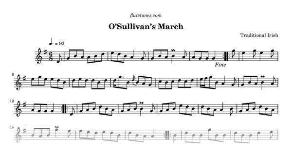 O Sullivan S March Trad Irish Free Flute Sheet Music Flutetunes