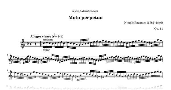 Moto Perpetuo (Niccolò Paganini) » Sheet Music for Recorder