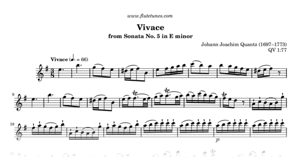 Vivace from Sonata No. 5 in E minor (J.J. Quantz) - Free Flute