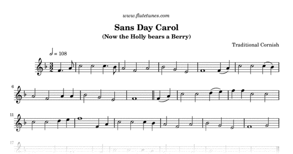 Sans Day Carol Trad English Free Flute Sheet Music Flutetunes Com