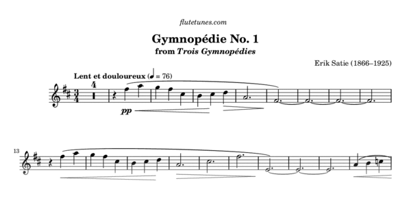 Gnossiennes - Gymnopédies de Erik Satie » Partitions pour flûte