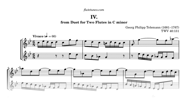 Vivace From Duet For Two Flutes In C Minor Twv 40 131 G P Telemann