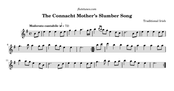 The Connacht Mother's Slumber Song (Trad. Irish) - Free Flute Sheet ...