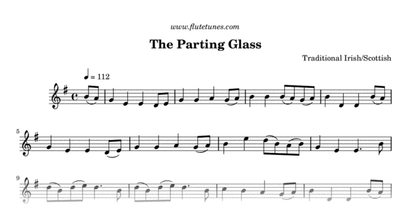 The Parting Glass easy sheet music and tin whistle / flute notes - Irish  folk songs