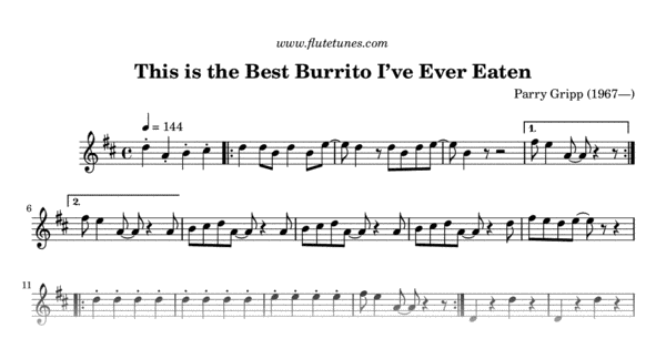 This Is The Best Burrito I Ve Ever Eaten P Gripp Free Flute Sheet Music Flutetunes Com