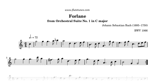 Forlane from Orchestral Suite No. 1 in C major (J.S. Bach) - Free Flute ...