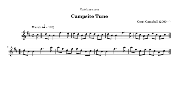 Campsite Tune (C. Campbell) - Free Flute Sheet Music | flutetunes.com