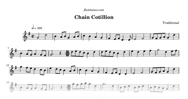 Chain Cotillion (Traditional) - Free Flute Sheet Music | flutetunes.com