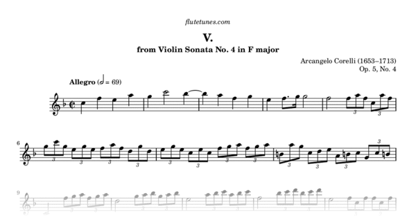 Allegro from Violin Sonata No. 4 in F major (A. Corelli) - Free Flute ...