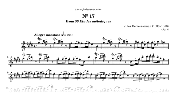 Study No. 17 in E major from 50 Etudes mélodiques (J. Demersseman ...