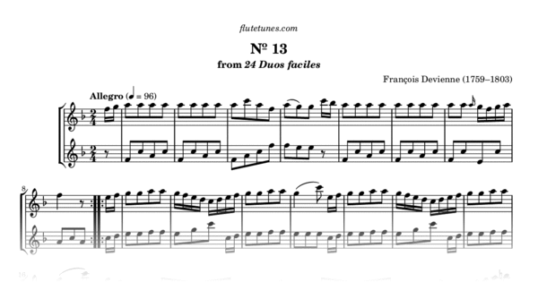 Duet No. 13 in F major from 24 Duos faciles (F. Devienne) - Free Flute ...