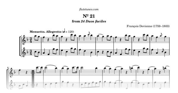 Duet No. 21 in F major from 24 Duos faciles (F. Devienne) - Free Flute ...