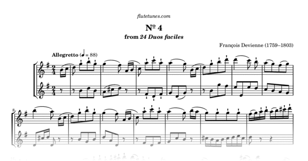 Duet No. 4 in G major from 24 Duos faciles (F. Devienne) - Free Flute ...