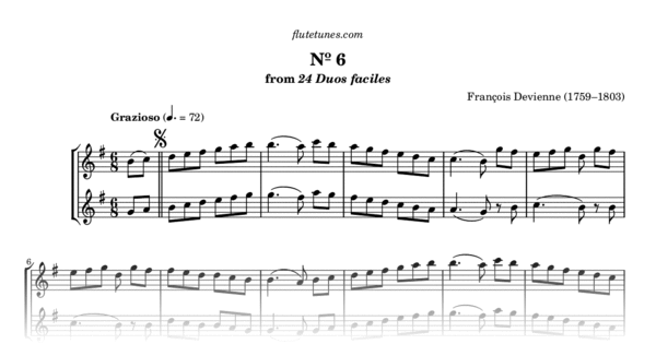 Duet No. 6 in G major from 24 Duos faciles (F. Devienne) - Free Flute ...