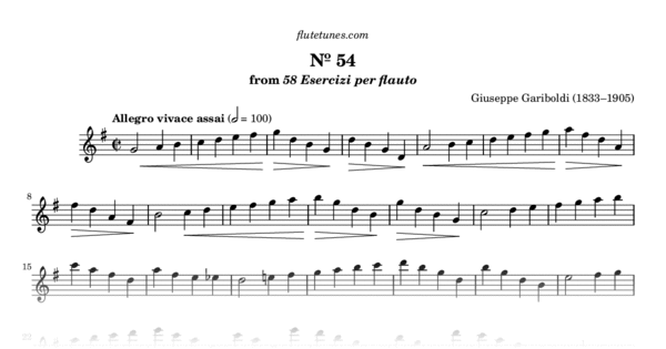 Study No. 54 in G major from 58 Esercizi per flauto (G. Gariboldi ...