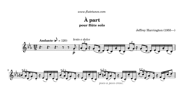 À part (J.M. Harrington) - Free Flute Sheet Music | flutetunes.com