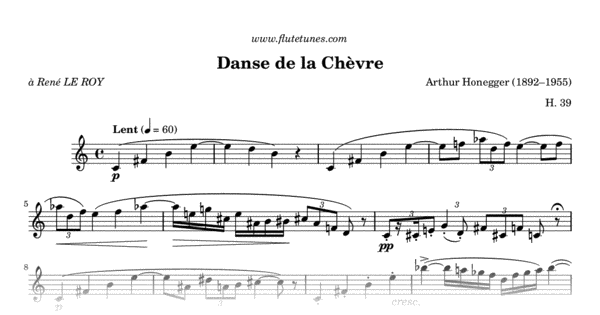 Danse de la Chèvre (A. Honegger) - Free Flute Sheet Music | flutetunes.com