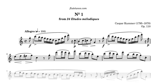 Study No. 1 in C major from 24 Etudes mélodiques (C. Kummer) - Free ...