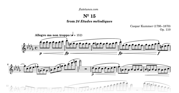 Study No. 15 in D-flat major from 24 Etudes mélodiques (C. Kummer ...