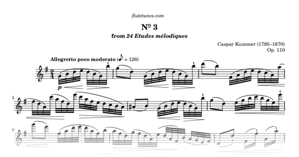 Study No. 3 in G major from 24 Etudes mélodiques (C. Kummer) - Free ...