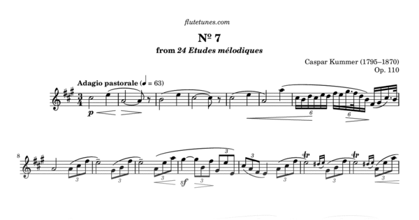 Study No. 7 in A major from 24 Etudes mélodiques (C. Kummer) - Free ...