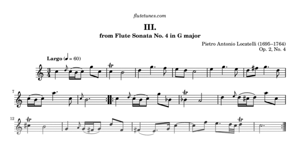 Largo from Flute Sonata No. 4 in G major (P.A. Locatelli) - Free Flute ...