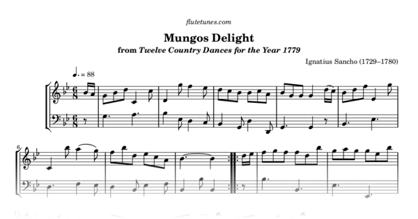 Mungos Delight from Twelve Country Dances for the Year 1779 (I. Sancho ...