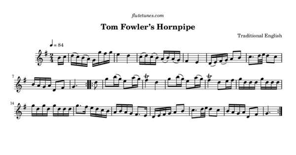 Tom Fowler's Hornpipe (Trad. English) - Free Flute Sheet Music ...