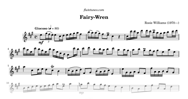 Fairy-Wren (R. Williams) - Free Flute Sheet Music | flutetunes.com